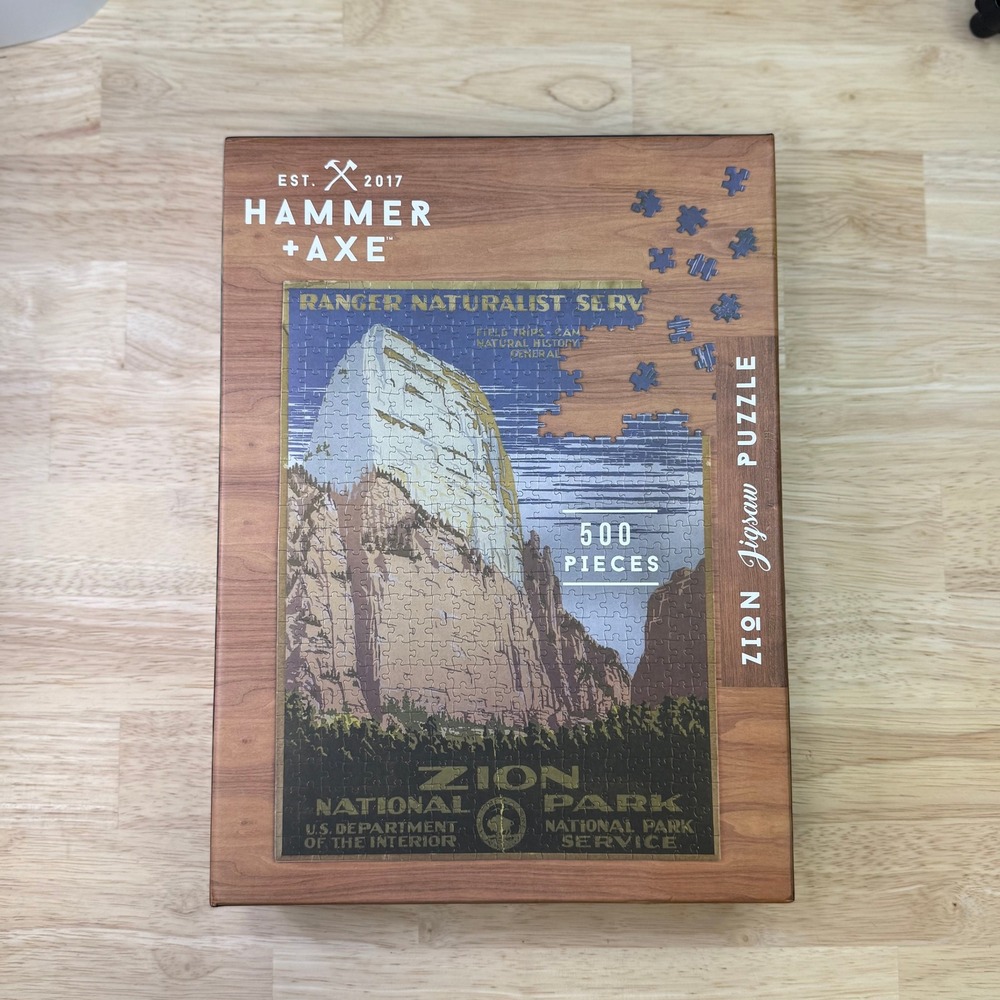 Hammer +‎ Axe Zion National Park Jigsaw Puzzle 500 Pieces Vintage Style 18x24